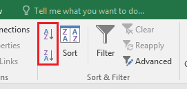 Mengurtukan data dari A ke Z dan dari Z ke A